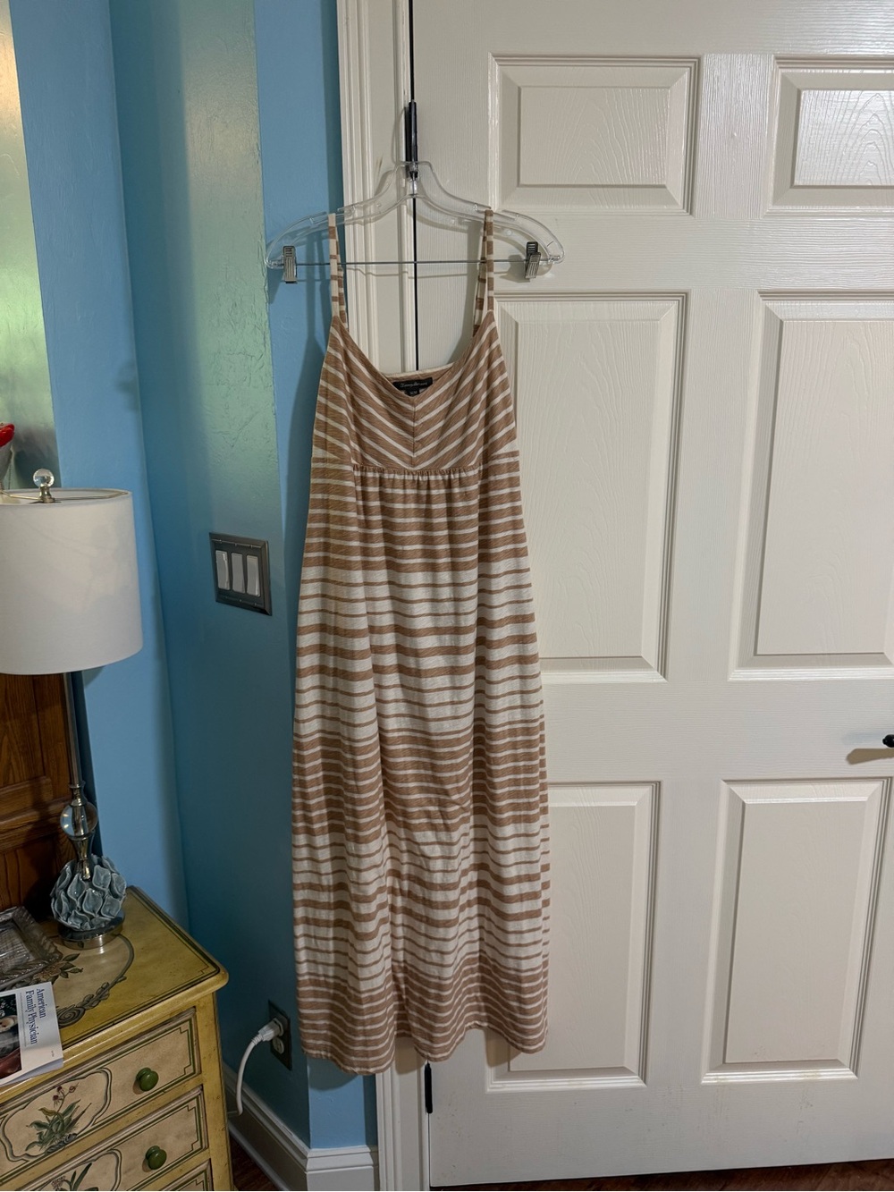 Tommy Bahama 100% cotton white/tan Striped Maxi Dress